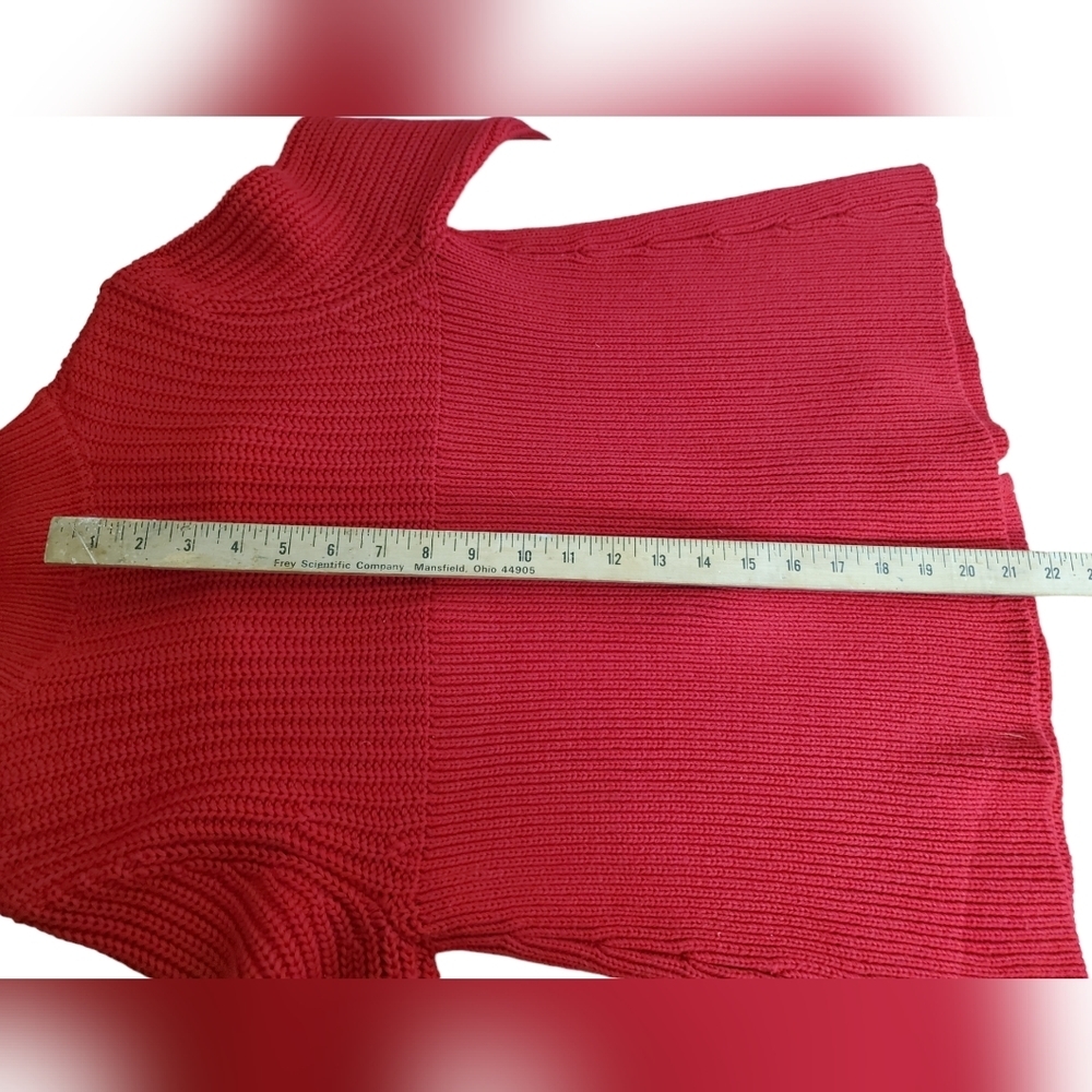 Women's Leo & Nicole Cotton knit cardigan. Red. MED - Picture 11 of 12